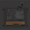 Old Style Computer Monitor On Wheeled Cart With Lower Shelf Equipment