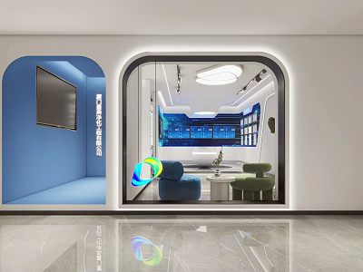 Stylish Modern Shopping Mall Store Interior With Glass Display And Comfortable Seating Area 3d model