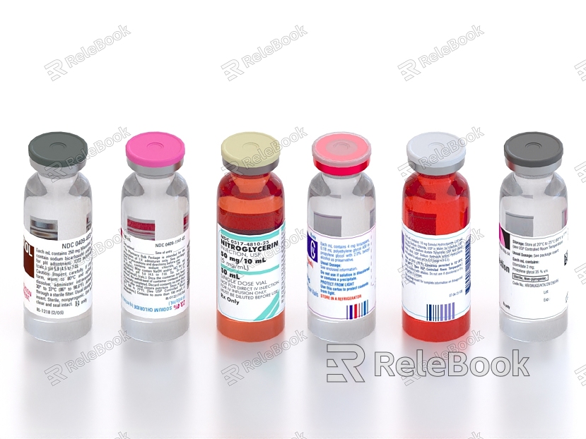 Pharmaceutical vials Vaccines Penicillin Hormone Glass vials Epinephrine model