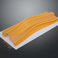 Detailed Yellow Wavy Textured Architectural Model Structure On White Base 3d model