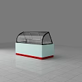 Commercial Refrigerated Display Case With Curved Glass Door Light Base And Red Bottom Trim