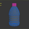 Transparent Plastic Water Bottle With Green Cap And Textured Body On Gray Background With Reflection