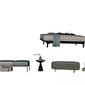 Modern sofa stool chaise longue 3d model