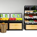 Retail Display Shelves with Wooden Bases Black Frames and Fresh Fruits