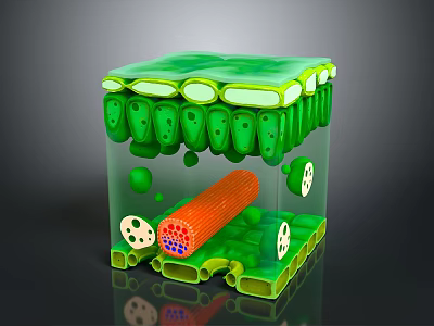 leaf anatomical layer structure leaf planing plant anatomy plant structure leaf structure leaf planing surface 3d model