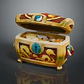 Decorative Open Treasure Chest With Coins And Dragon Patterns For Home