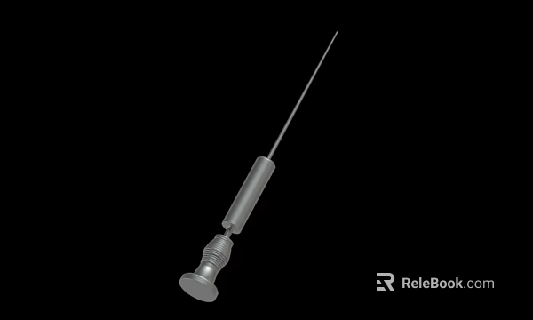 Stainless Steel Medical Needle With Sharp Tip And Cylindrical Handle 3d model 
