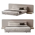 Modern Upholstered Double Bed With Minimalist Headboard And Neutral Bedlinen Pillows
