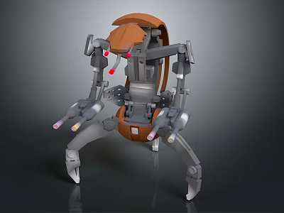 Mechanical Character Creature With Detailed Multi Legged Orange Gray Sci Fi Design 3d model