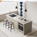 Modern Bar Chair Combination Bar Counter 3d model