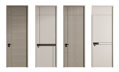 Modern swing door single door bedroom door 3d model