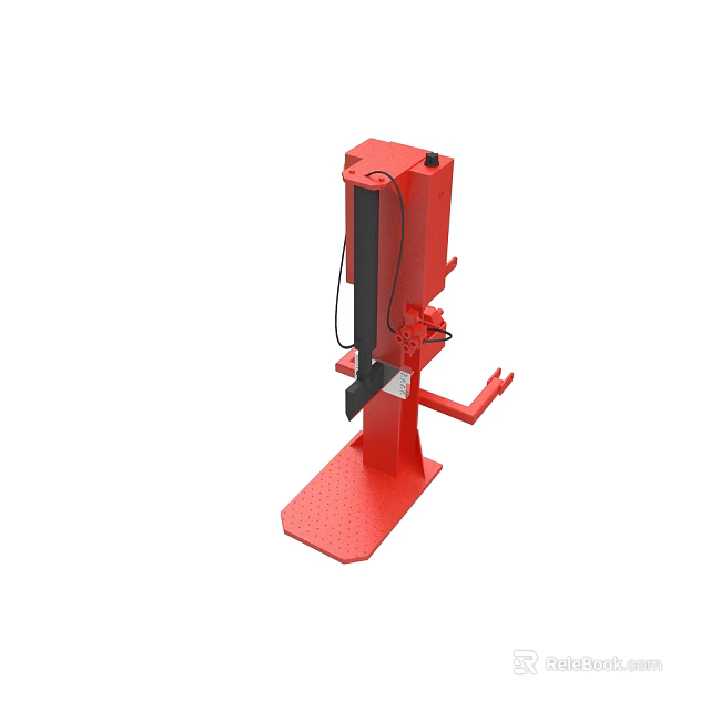 Red Vertical Industrial Equipment With Stable Base Operating Arm And Mechanical Structure 3d model 