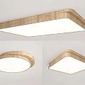 Modern Ceiling Lights With Wooden Frame And Different Shapes White Panel Design 3d model