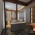 Modern Hallway Interior Design With Staircase Concrete Walls Wooden Door Lighting