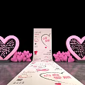 Romantic Photo Check-in Spot with Pink Heart Decorations LOVE Sign and Sweet Path