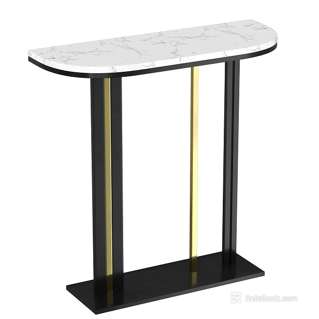 Modern Sleek Side Table With White Marble Top And Black Gold Legs Design 3d model 