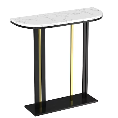 Modern Sleek Side Table With White Marble Top And Black Gold Legs Design 3d model