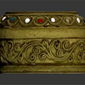 Elegant Gold Fashion Accessory Box With Intricate Patterns And Colorful Gemstones