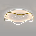 Modern Ceiling Light With Gold And White Decorative Lines And Starry Lighting 3d model