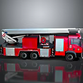 Red Fire Rescue Functional Vehicle With Extended Ladder And Emergency Equipment