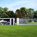 Modern Scenic Feature Wall With Decorative Patterns In Green Lawn Landscape 3d model