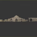 Ancient Architecture Model Featuring Stone Brick Structure Arched Doorways And City Wall Sections 3d model