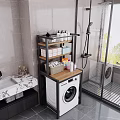 Bathroom Multi tier Storage Shelf Over Washing Machine With Toiletries And Storage Baskets