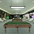 Modern Billiard Room Interior With Multiple Pool Tables Leather Chairs And Pendant Lights