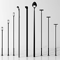 Black Outdoor Lamp Posts With Multiple Different Designs And Various Heights 3d model