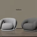 Poliform White And Gray Single Sofas Against Beige Wall With Wooden Floor 3d model