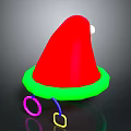 Festive Red Santa Hat With Green Brim And Colorful Decorative Rings For Holiday Use