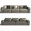 Modern Gray Leather Sofa Set With Multiple Cushions And Simple Design 3d model