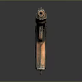 Vintage Pistol With Bronze Metallic Finish Engraved Details And Diamond Patterned Grip
