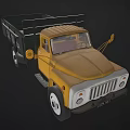 Vintage Yellow CA10 Truck With Green Cargo Bed Front View License Plate LZ10147