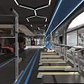 Modern Fitness Gym Interior With Pink Punching Bags Barbells Mirrors And Large Windows