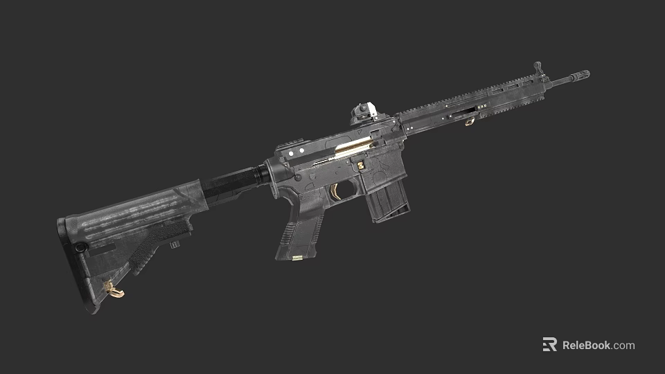 Modern Tactical Rifle With Black Metal Finish Scope And Ergonomic Design 3d model 