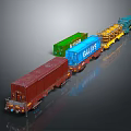 Colorful Model Freight Train With Multiple Colored Cars And 6412 Numbered Carriages