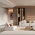 Modern Living Room Interior With Beige Sofa Throw Pillows Wooden Accent Wall And Coffee Table