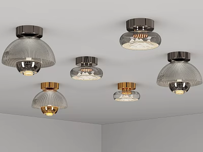 Modern Stylish Ceiling Lights with Glass Lampshade and Metal Base for Interior Design 3d model