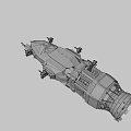 Sci Fi Spaceship Game Movie Character With Black Red Color Detailed Structure And Weaponry