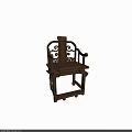 Traditional Chinese Wooden Chair With Ornate Carved Backrest And Armrest Design