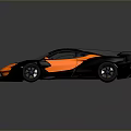 Orange And Black Sports Car With Streamlined Body Rear Wing And Aerodynamic Design