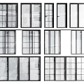 Various Sliding Doors Designs With Black Frames And Clear Glass For Interior 3d model