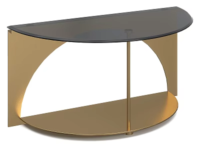 Modern Coffee Table With Black Glass Top And Gold Metal Curved Frame 3d model