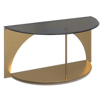 Modern Coffee Table With Black Glass Top And Gold Metal Curved Frame 3d model
