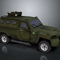Military Green Armored Vehicle With Roof Mounted Equipment Off Road Tires And Sturdy Design