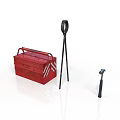 Essential Household Tools Including Red Toolbox Black Pliers and Small Hammer