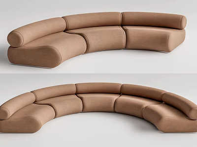 Modern Curved Brown Fabric Sofa With Unconventional Shape For Living Room 3d model