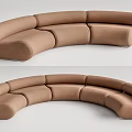 Modern Curved Brown Fabric Sofa With Unconventional Shape For Living Room