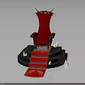 Luxurious Red Velvet Throne With Golden Decorations Red Carpet On Steps And Candles
